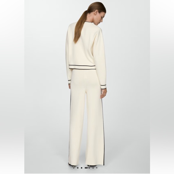 Mango Striped Knitted Cream Trousers, new with tags - Picture 4 of 8